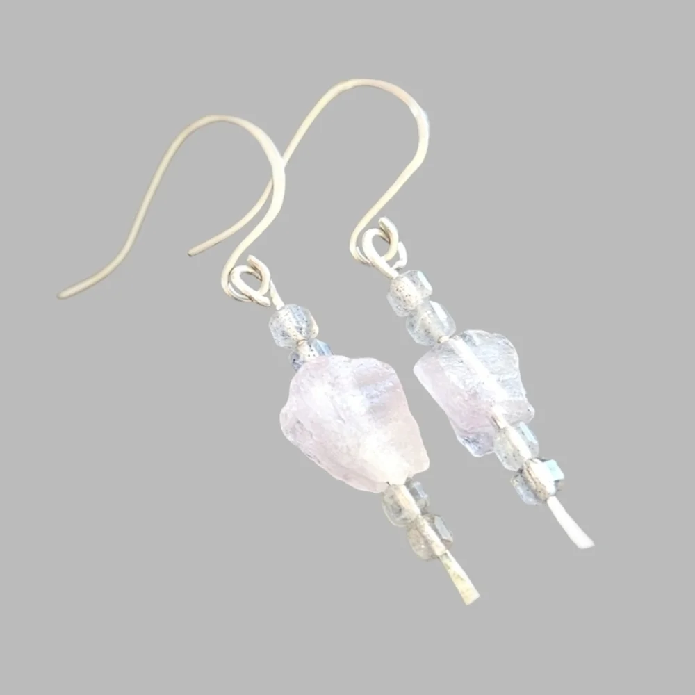 Elegant Silver and Pink Dangle Earrings